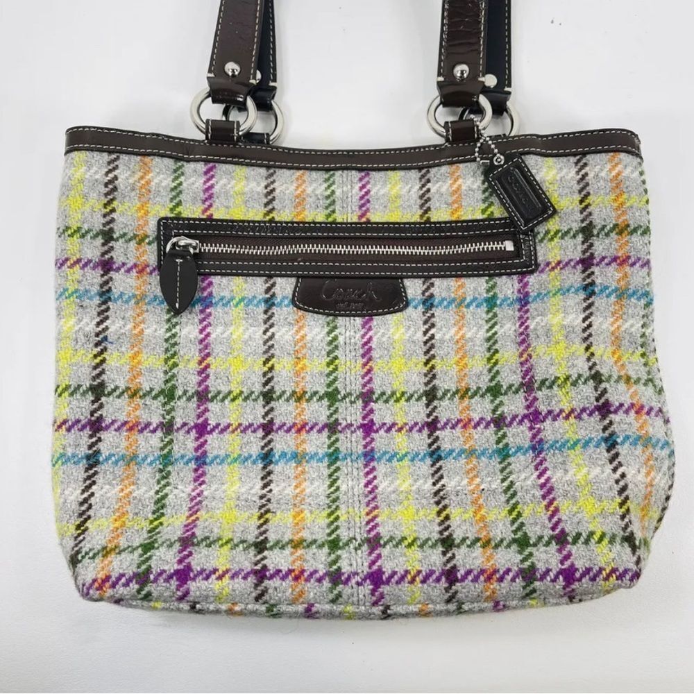*Coach* Penelope *CABIN COUTURE* Plaid Wool Tweed Leather Trim Handbag